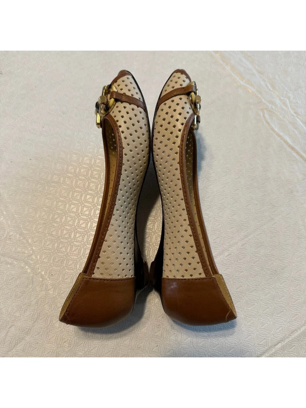 French Sole NY Women's Brown Peep Toe Flats Size 6.5
